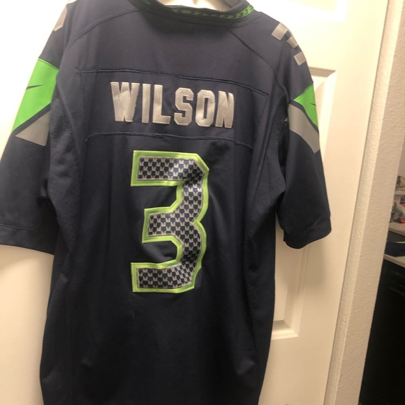 Nike On Field NFL Authentic Seattle Seahawks #3 Wilson Fan men's Blue Jersey - Picture 2 of 15